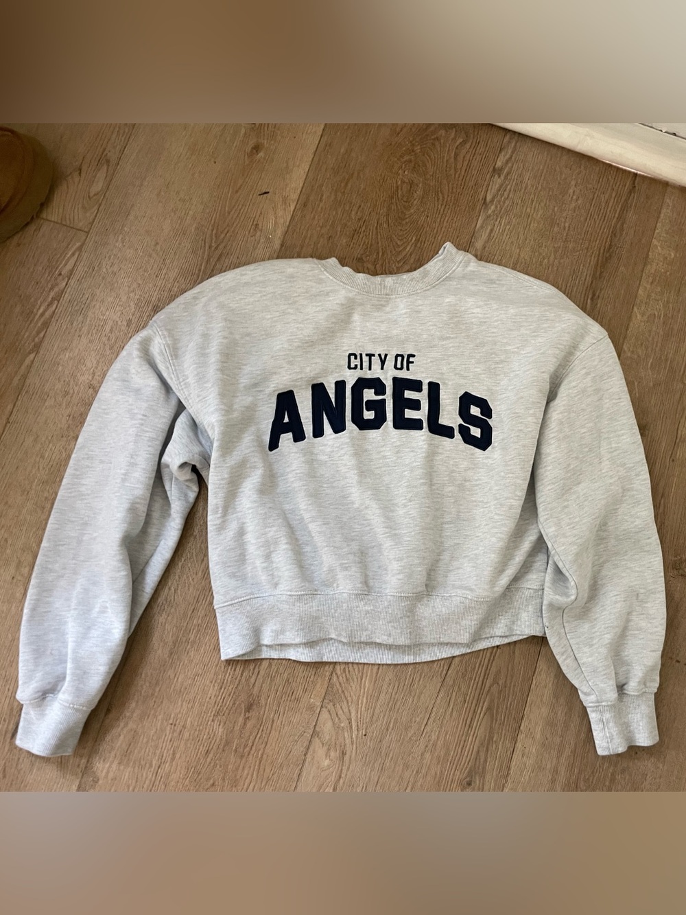 GARAGE City of Angels heather Gray Cropped Crewneck Sweatshirt S